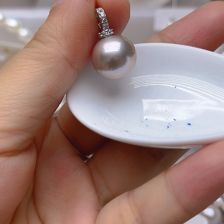 银S925镶嵌淡水珍珠吊坠或者耳钉