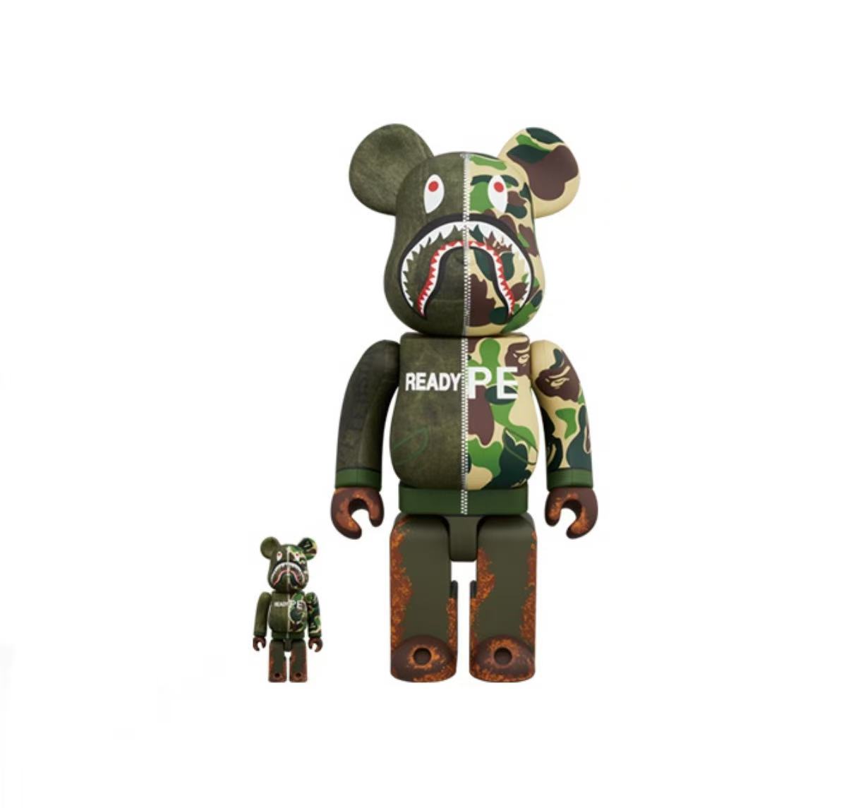 BE@RBRICK BAPE READYMADE  军绿迷彩  熊王 400%潮流公仔