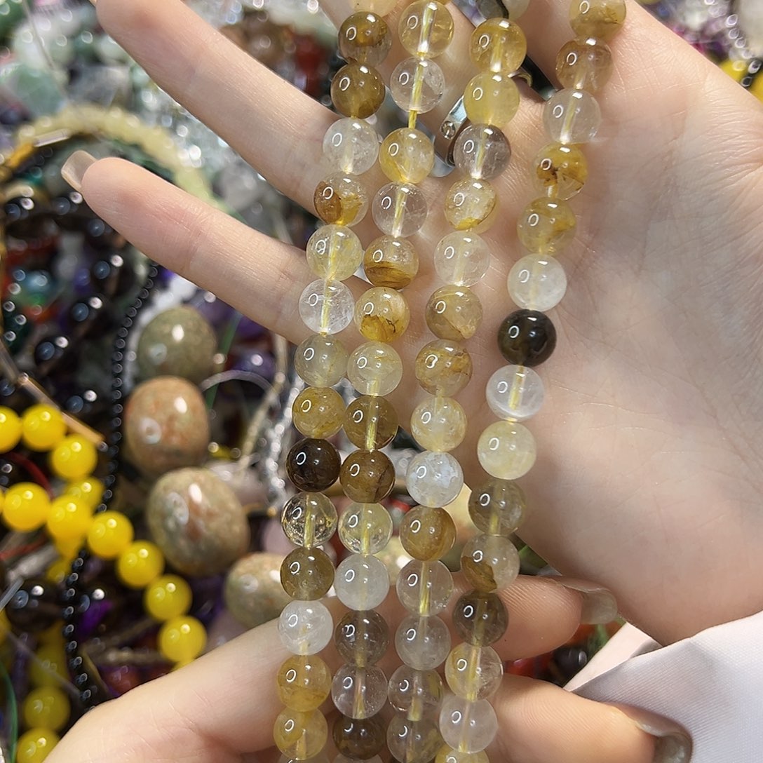 玛瑙/玉髓未镶嵌珠宝半成品黄胶花卡8一条