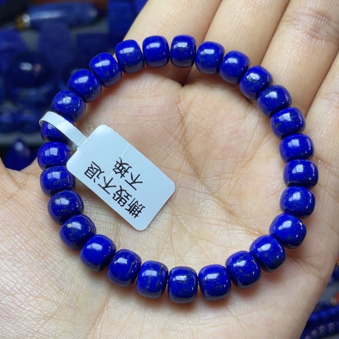 石***来青金石未镶嵌8×3mm老型手串