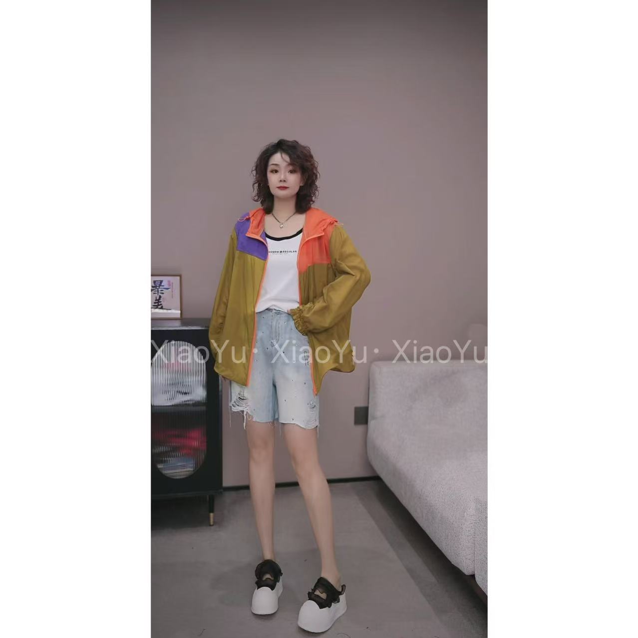 夏【No退换】瑕疵品 欧货【超薄撞色连帽防晒外套】YYX 5282