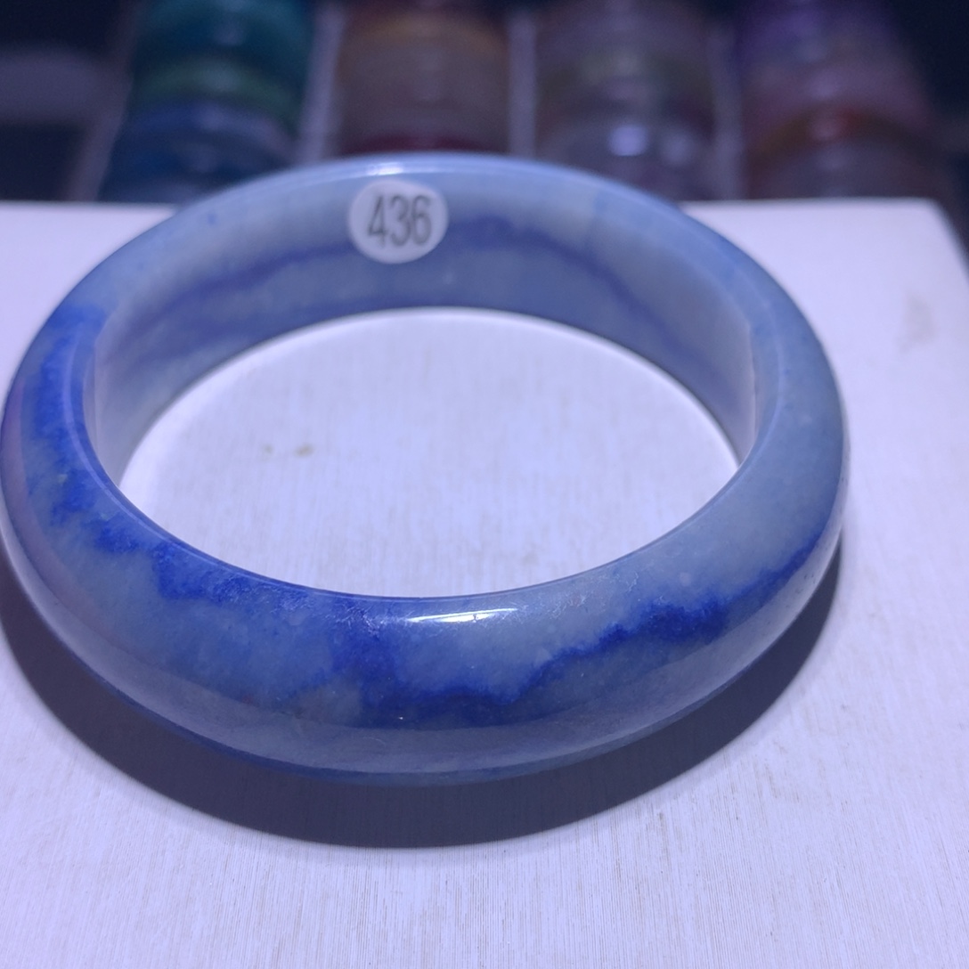 水晶银S925镶嵌手镯蓝线58.3圈436