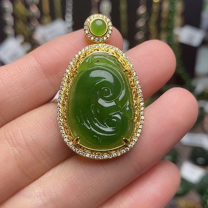 和田玉银S925镶嵌颈饰