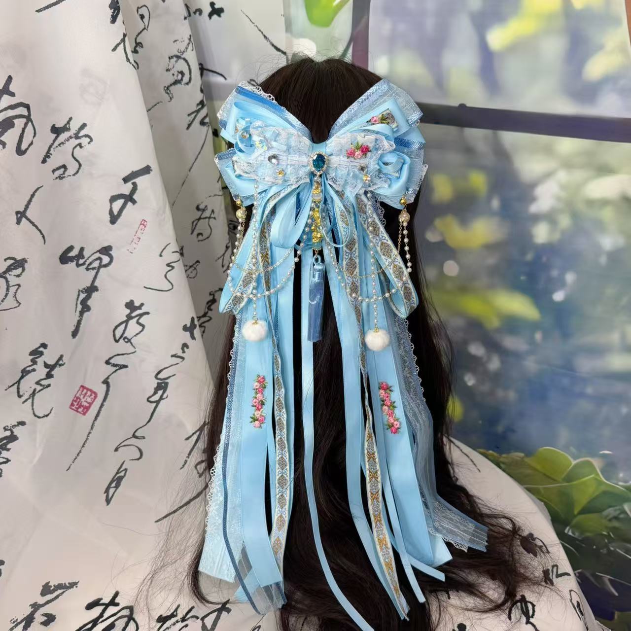 《游园惊梦》新国风古风汉服配饰长飘蝴蝶结头饰发夹