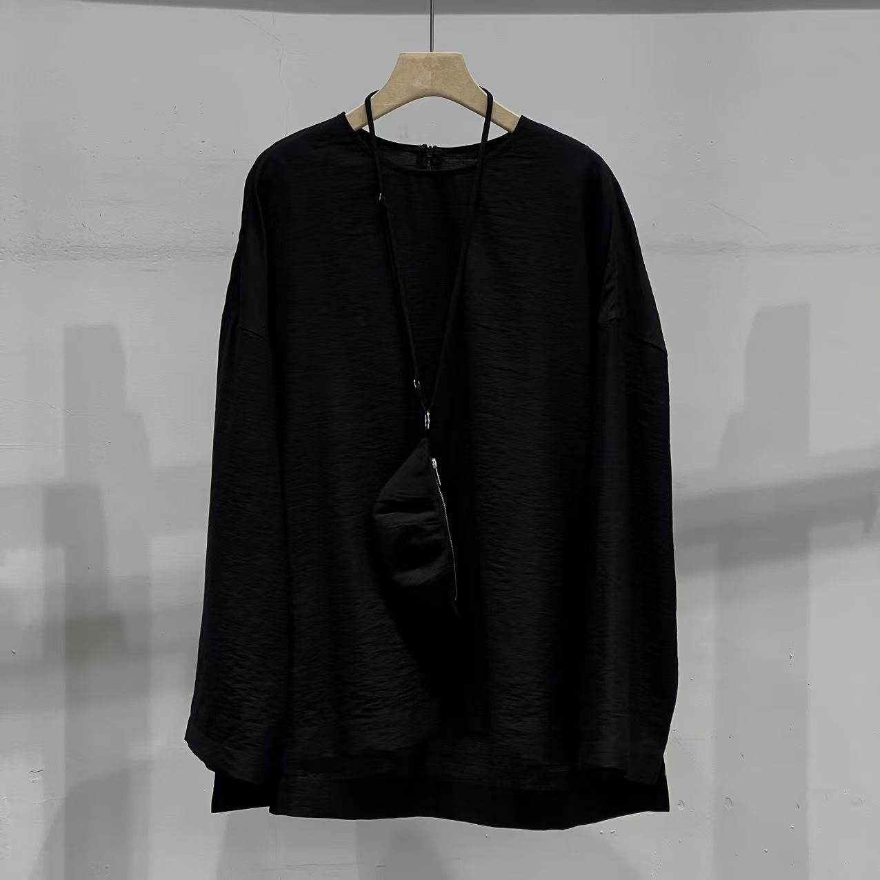 【ATAYI】2025春夏新款T恤货号S1260081#黑色宽松套头休闲