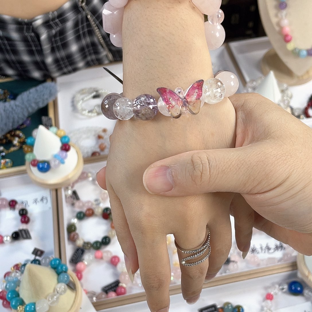 水晶手链银S925镀金镶嵌