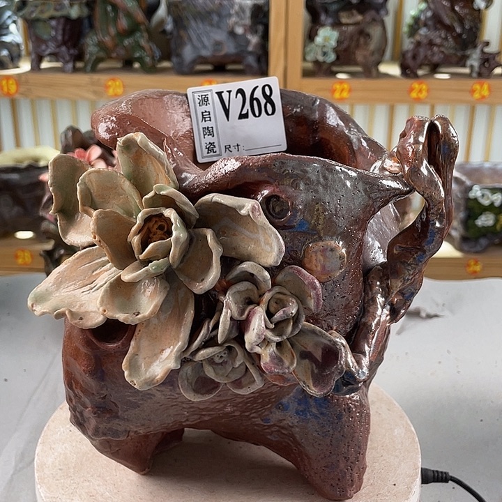 紫砂花盆景德镇陶瓷268