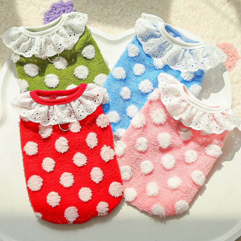 秋冬圆点花边猫咪大狗狗宠物衣服用品无毛猫柯基法斗泰迪比熊金毛