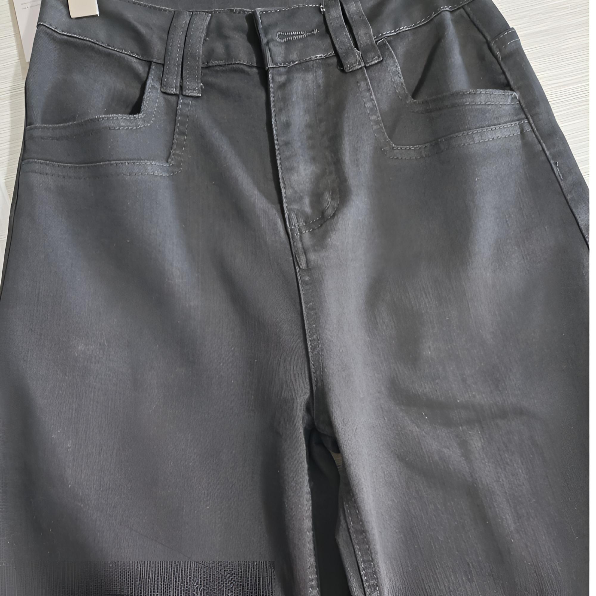 【6567#】裤长94   秋季微弹中腰秋长裤牛仔裤黑色裤子