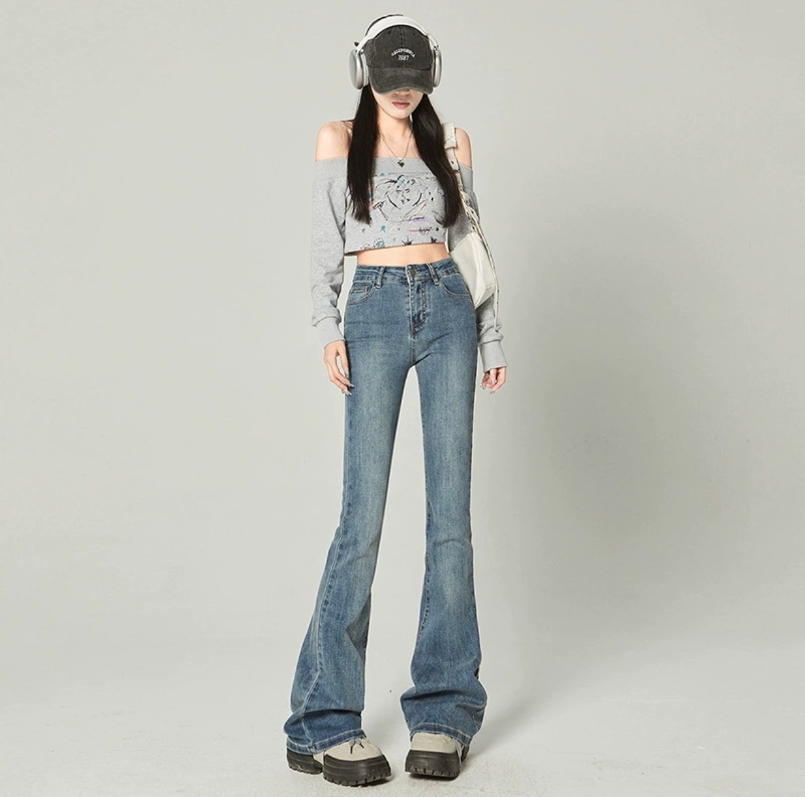 2【直播间下单~150~158cm小个子加大1~2个码下单】女装牛仔喇叭