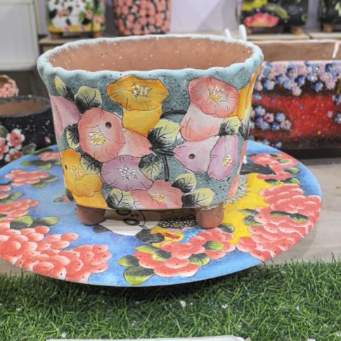 红泥花盆小*景德镇陶瓷