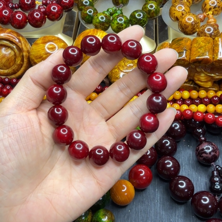 松木琥珀木文玩手串