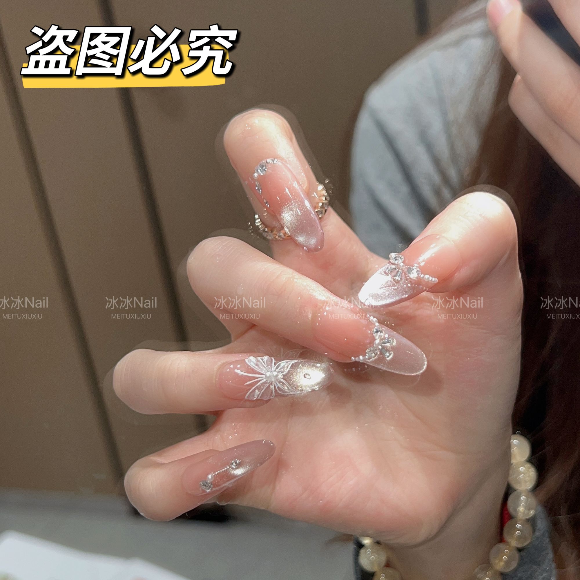 【蝴蝶精灵】高级轻奢纯手工蝴蝶精灵美甲贴片穿戴甲时尚清新显白