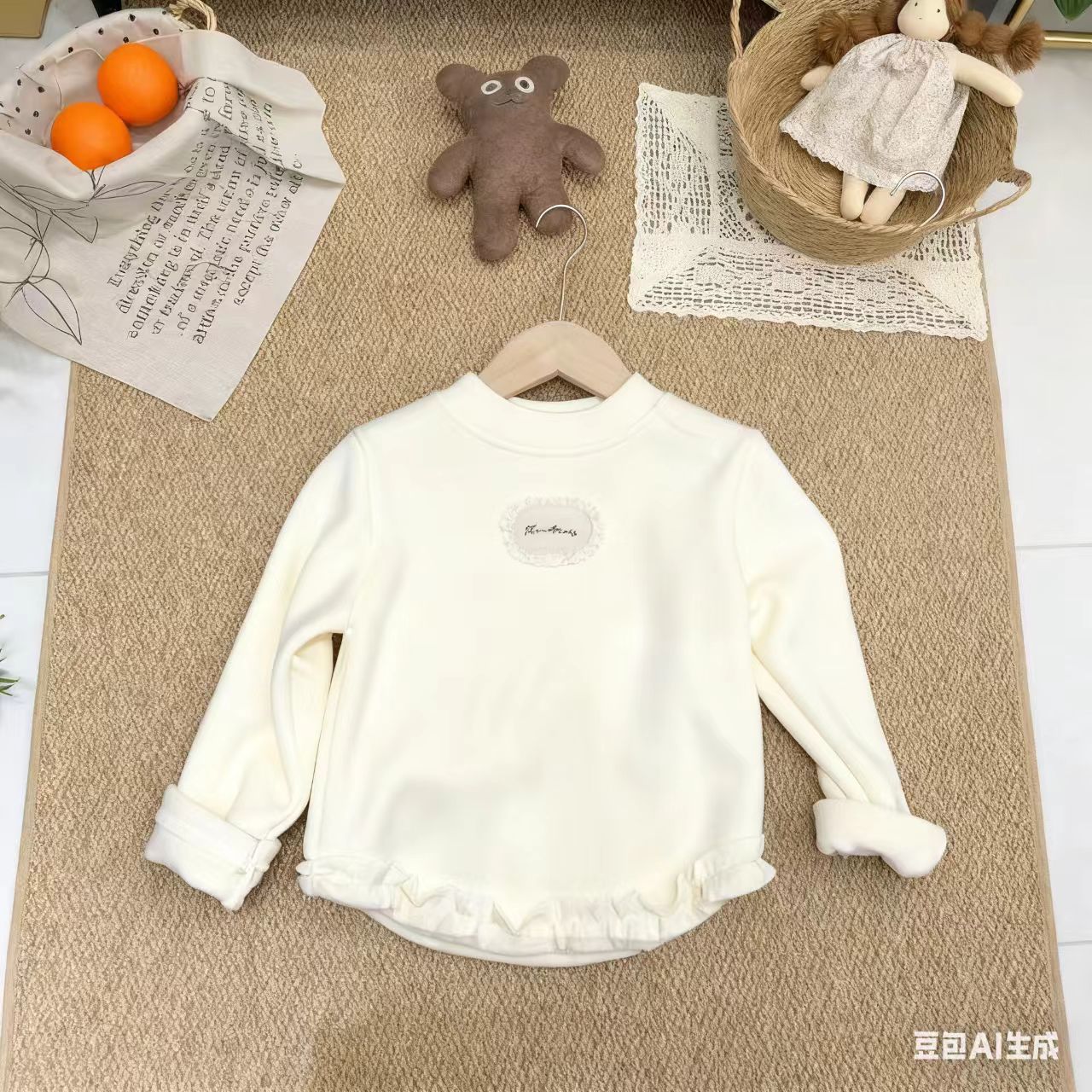 2025棉厚款女加绒加厚款打底衫高领童装宝宝春秋长袖一体绒秋冬