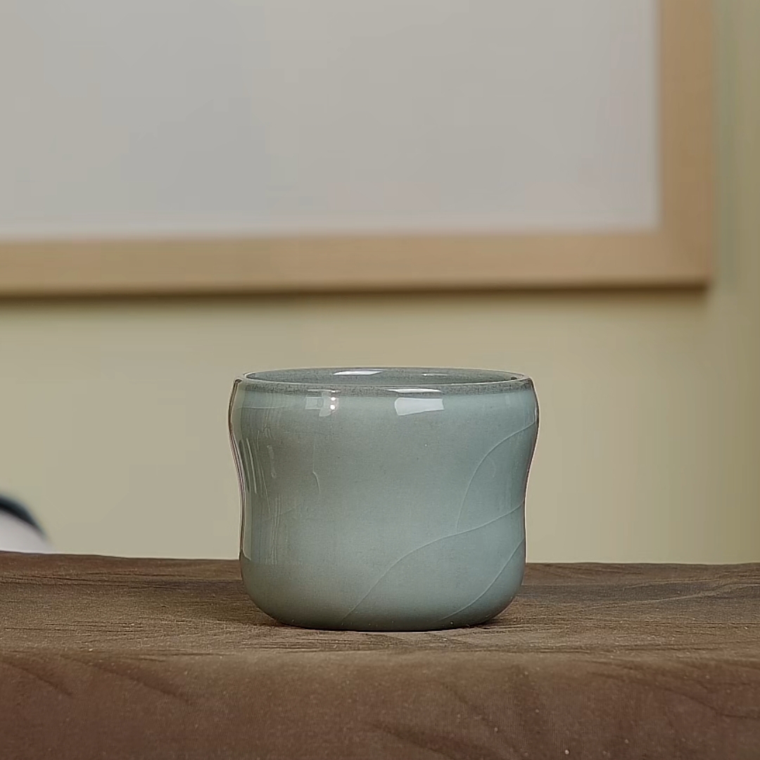 黑胎粉青支丁葫芦  福禄  陈卫武  龙泉青瓷复古纯手工主人杯