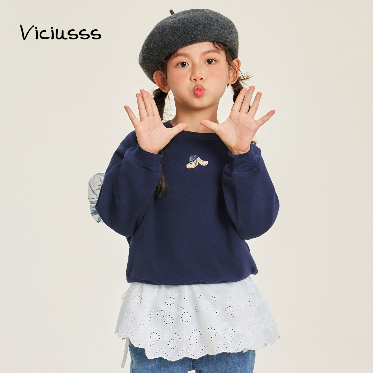 viciusss丸社女童卫衣2025新款春秋款儿童洋气上衣女孩长袖打底衫
