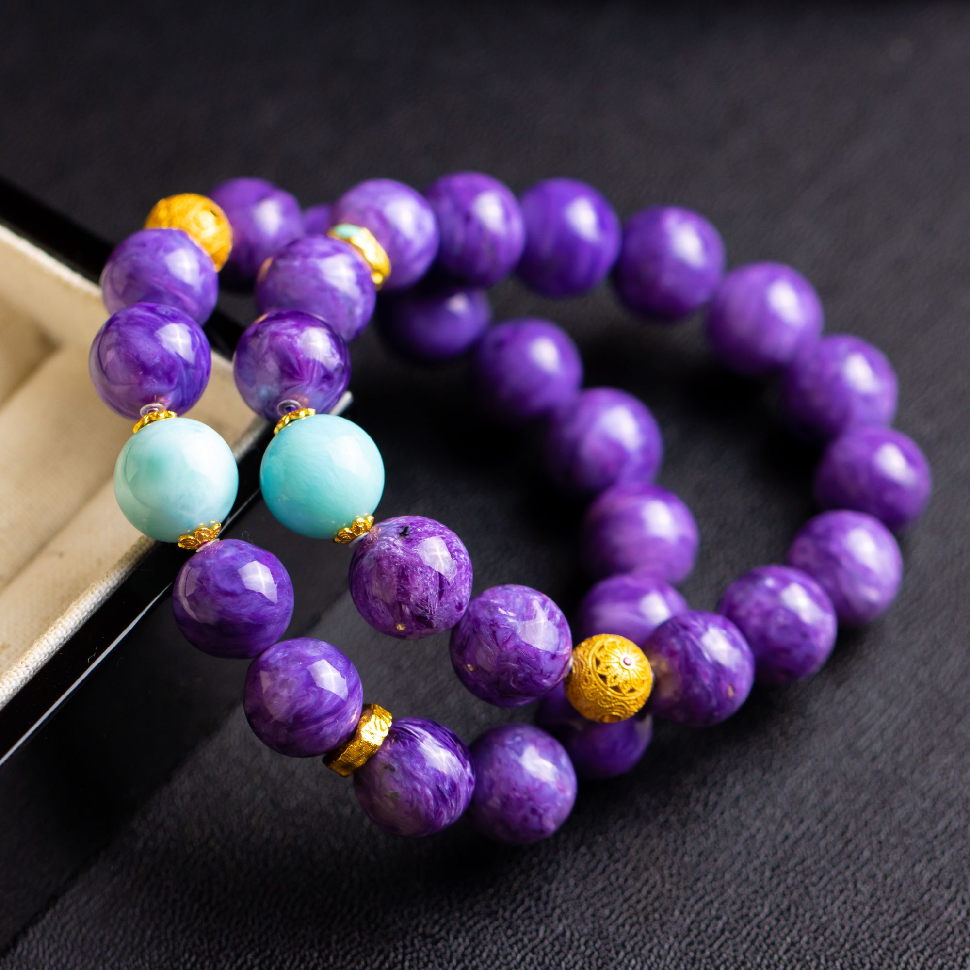 紫龙晶圆珠绣球S925银单圈手串（多样性发货 发其一）