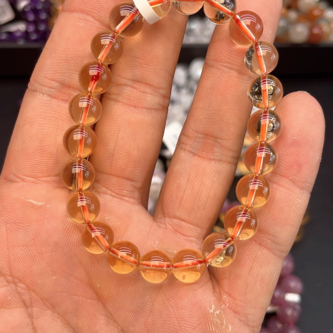 水晶手串未镶嵌4黄水晶9mm