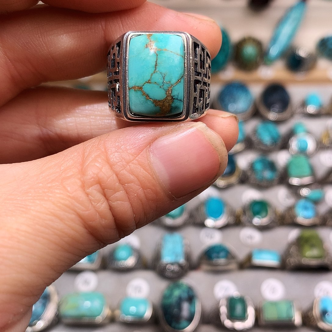 绿松石挂件银S925镶嵌