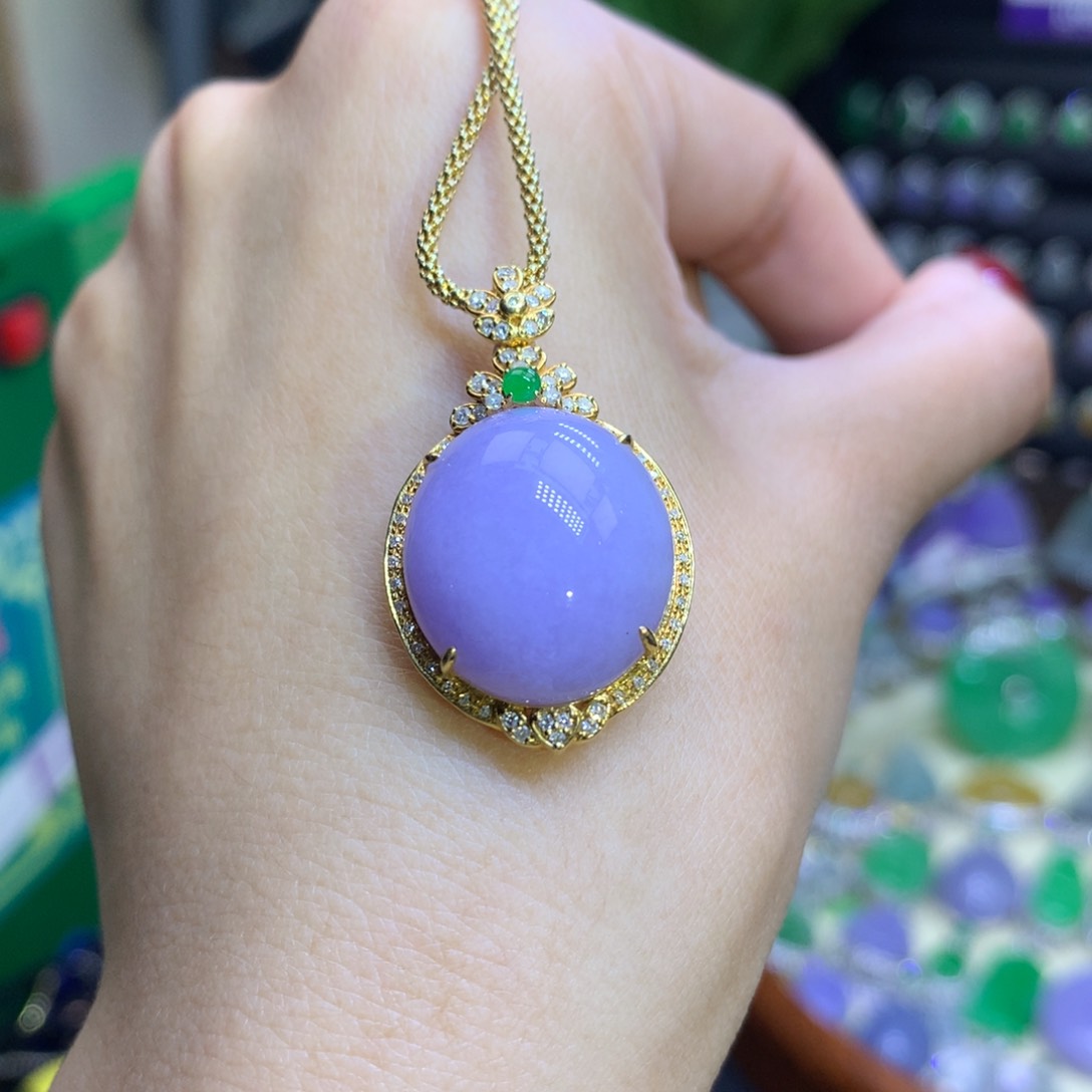 翡翠颈饰18K金镶嵌天然