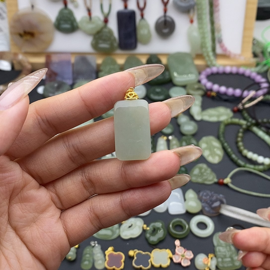 和田玉吊坠(不含链)银S925镶嵌