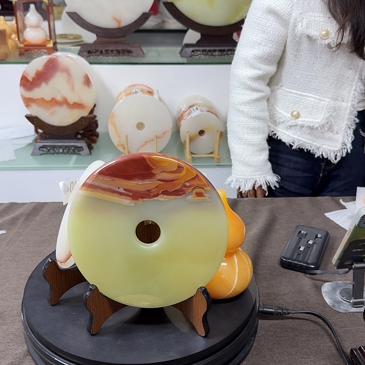 石材天然平安扣家居摆件
