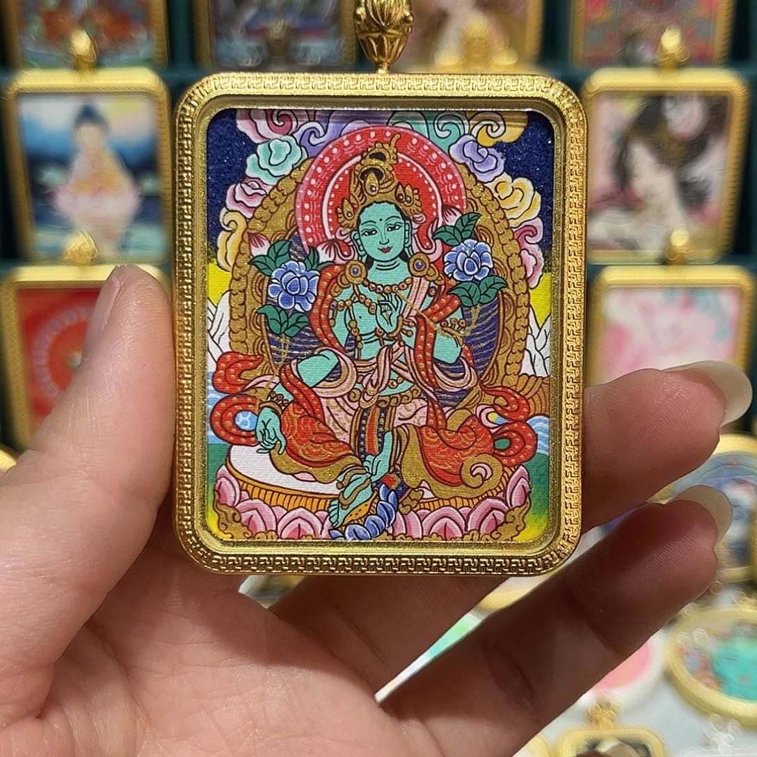 纯手绘唐卡4.5绿妈妈