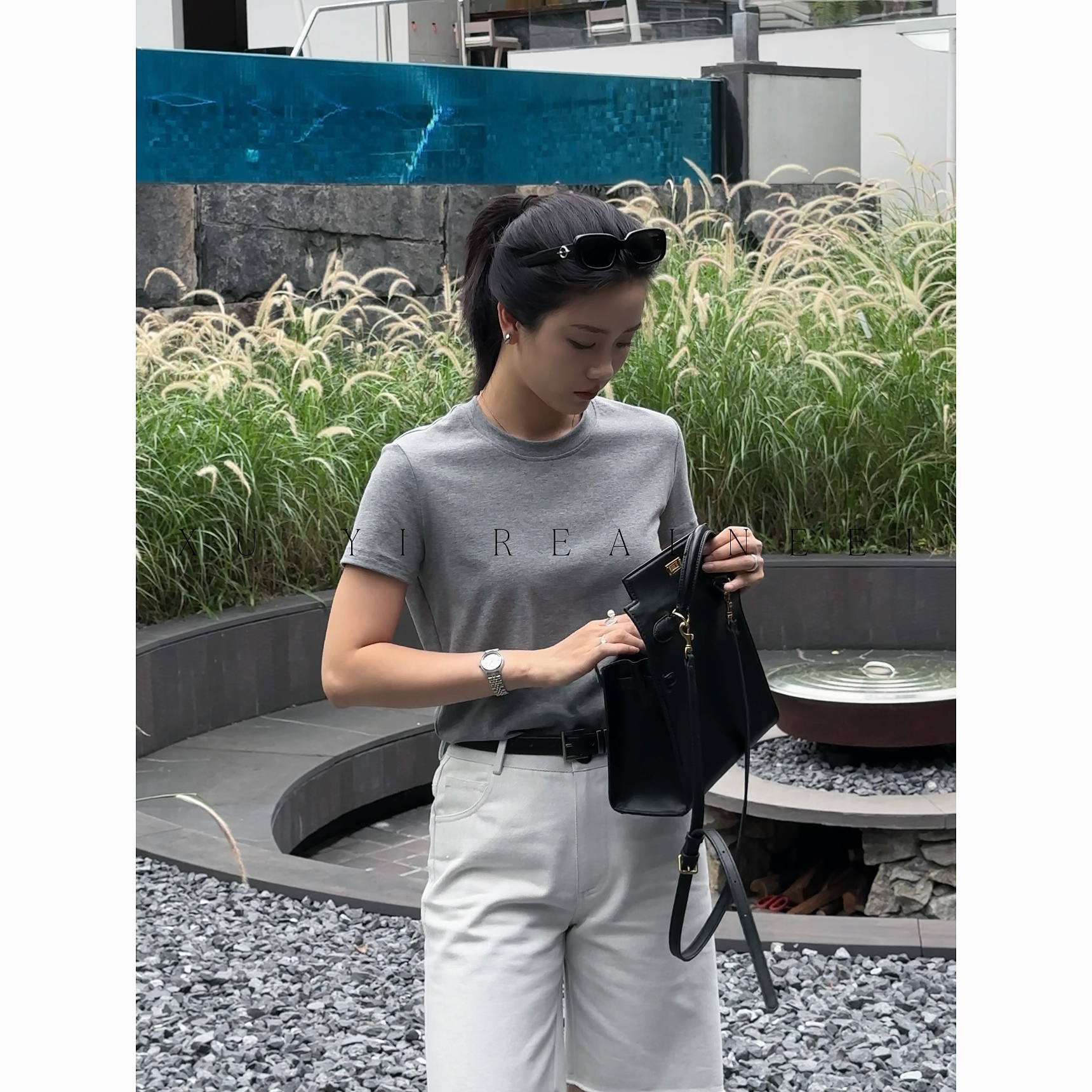 REALNEEI【极简灰t】极简棉感基础舒适T恤 百搭松弛的短袖T恤22099