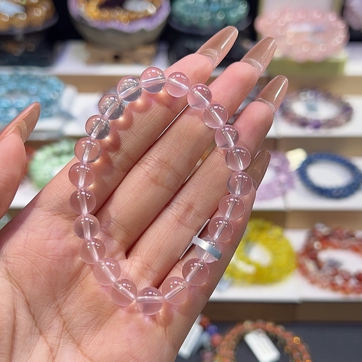 水晶手串未镶嵌殿堂级冰透体马粉7.9mm
