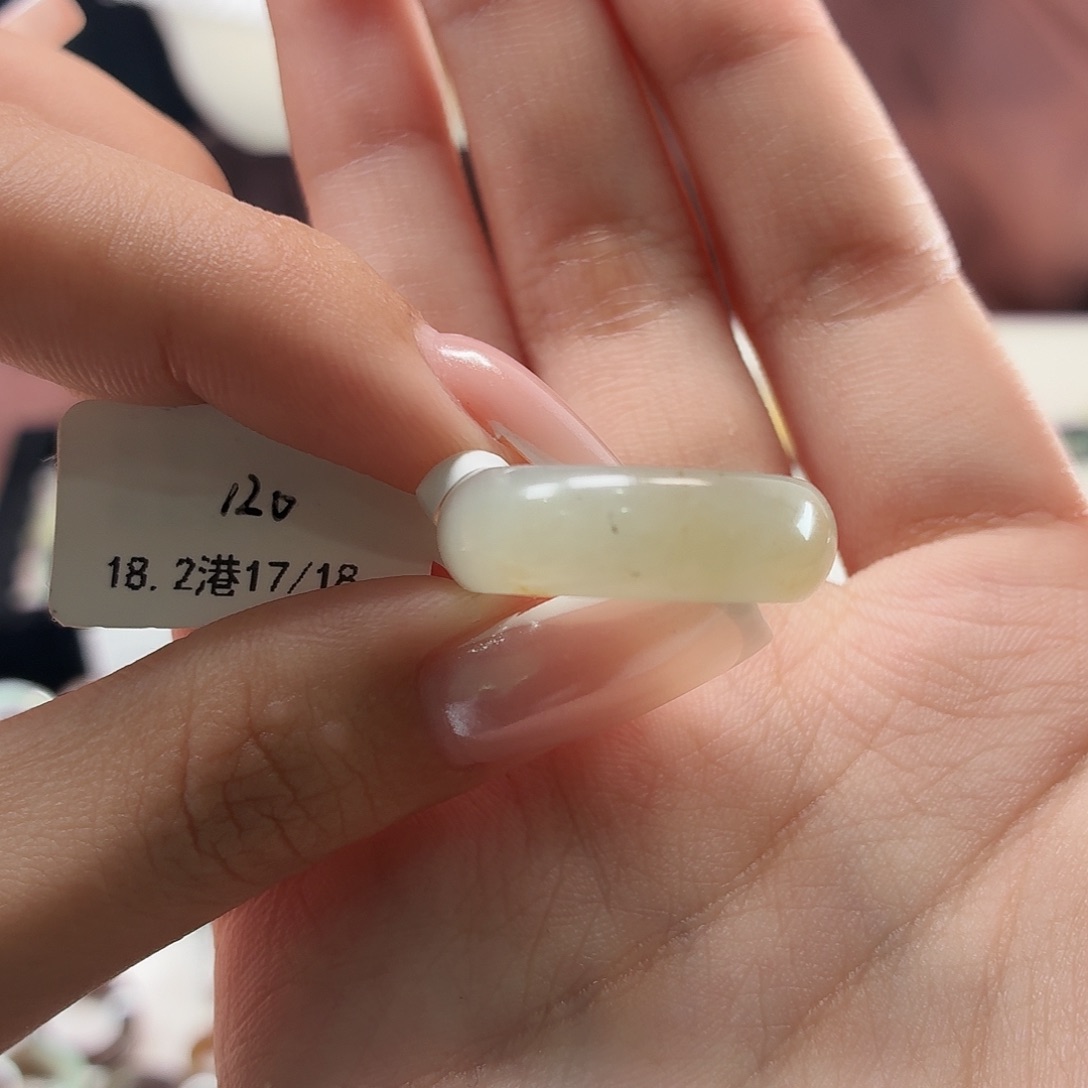 和田玉未镶嵌戒指浅糖色细条17