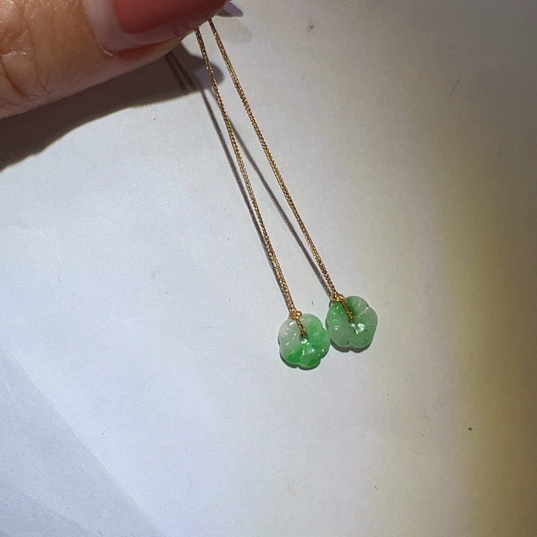 翡翠耳饰18K金镶嵌耳环