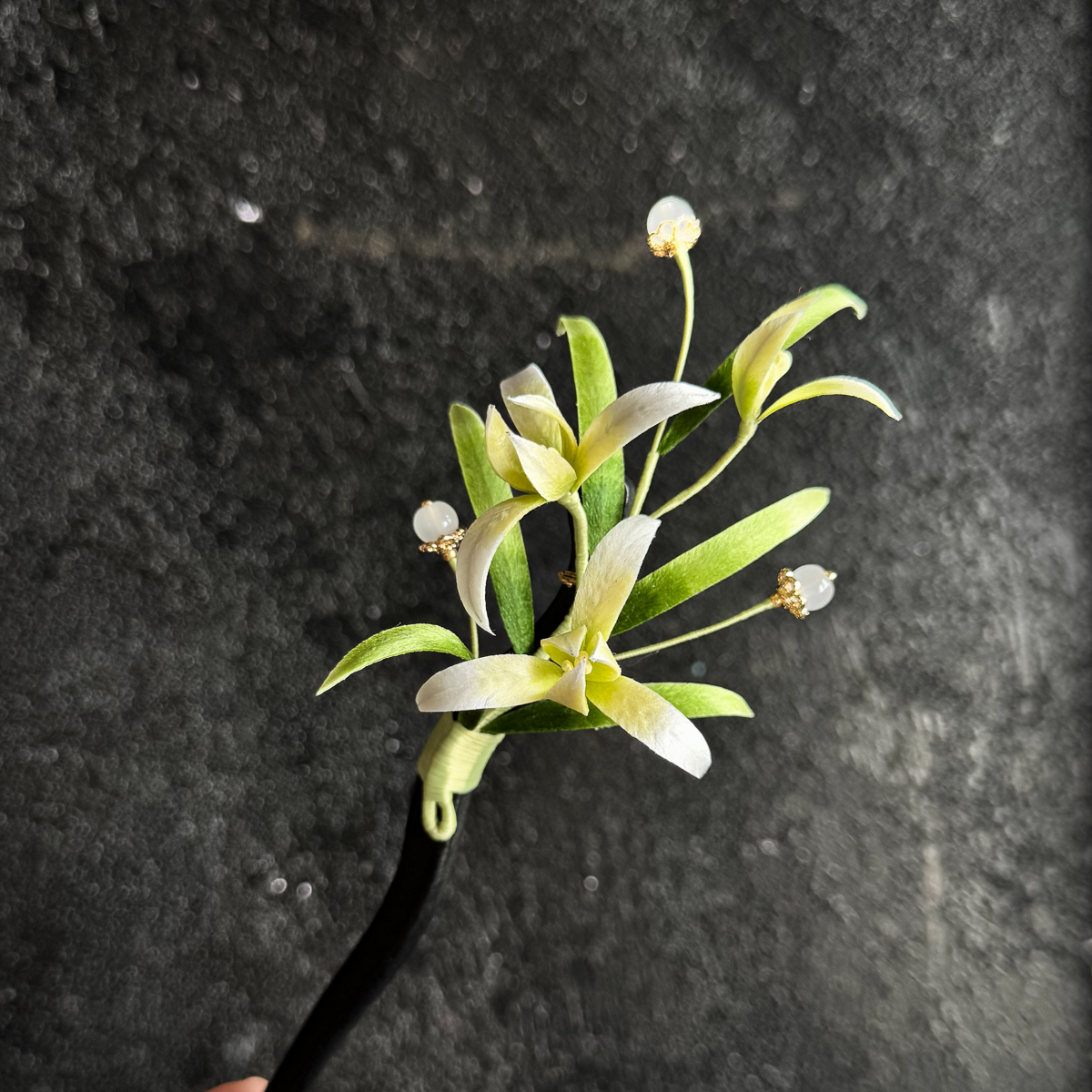 清雅 兰花 绒花 发夹 发簪 胸针 新中式穿搭