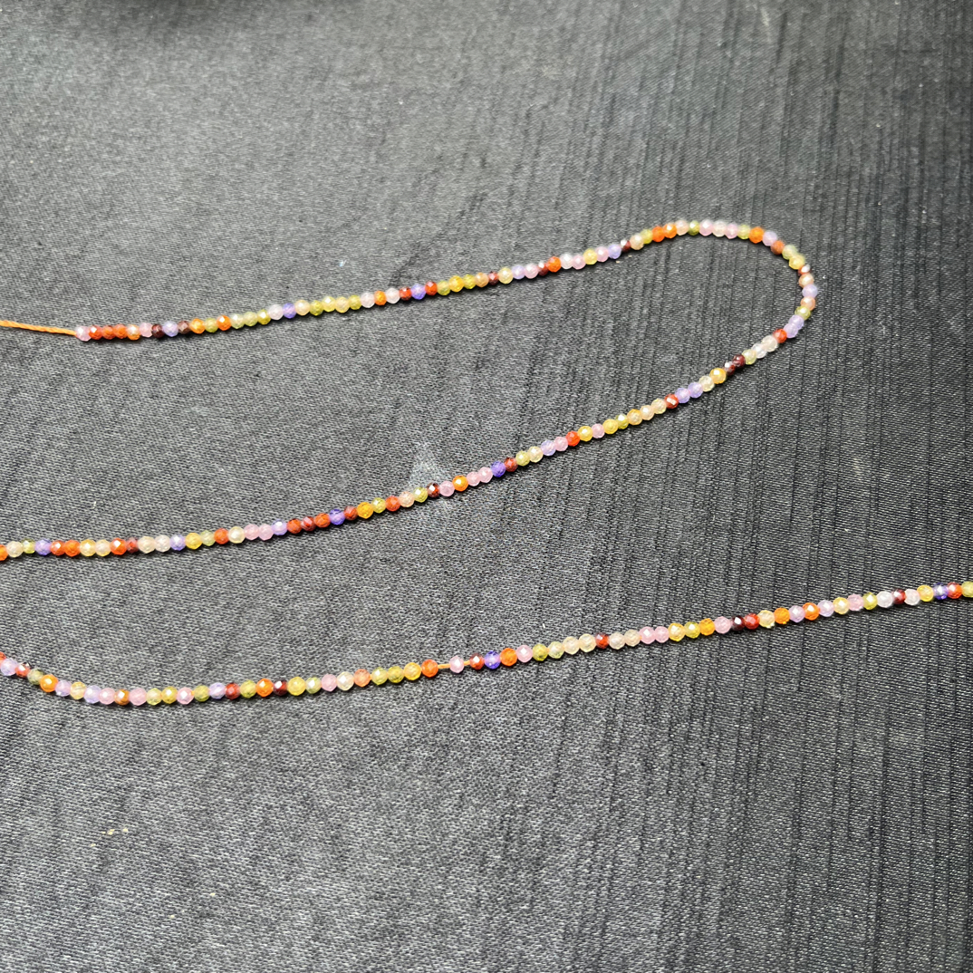 七彩锆石2mm圆刻面半成品散珠