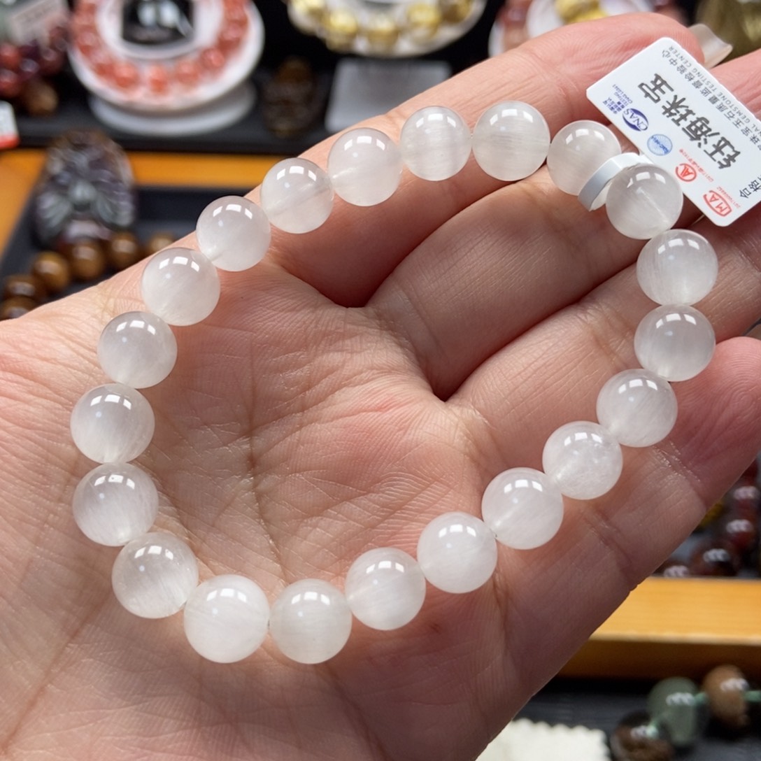 水晶白兔毛手链9毫米未镶嵌