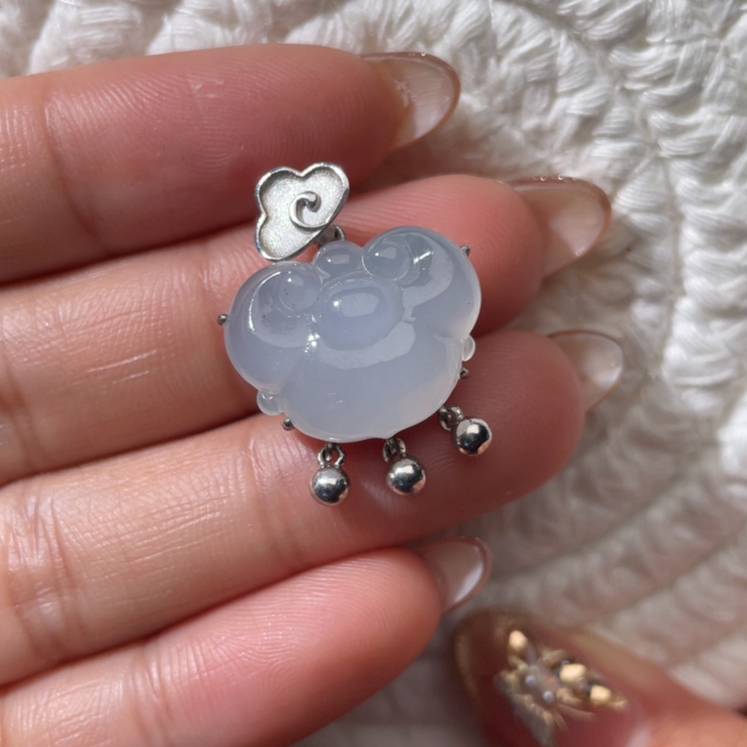 翡翠颈饰银S925镶嵌如意