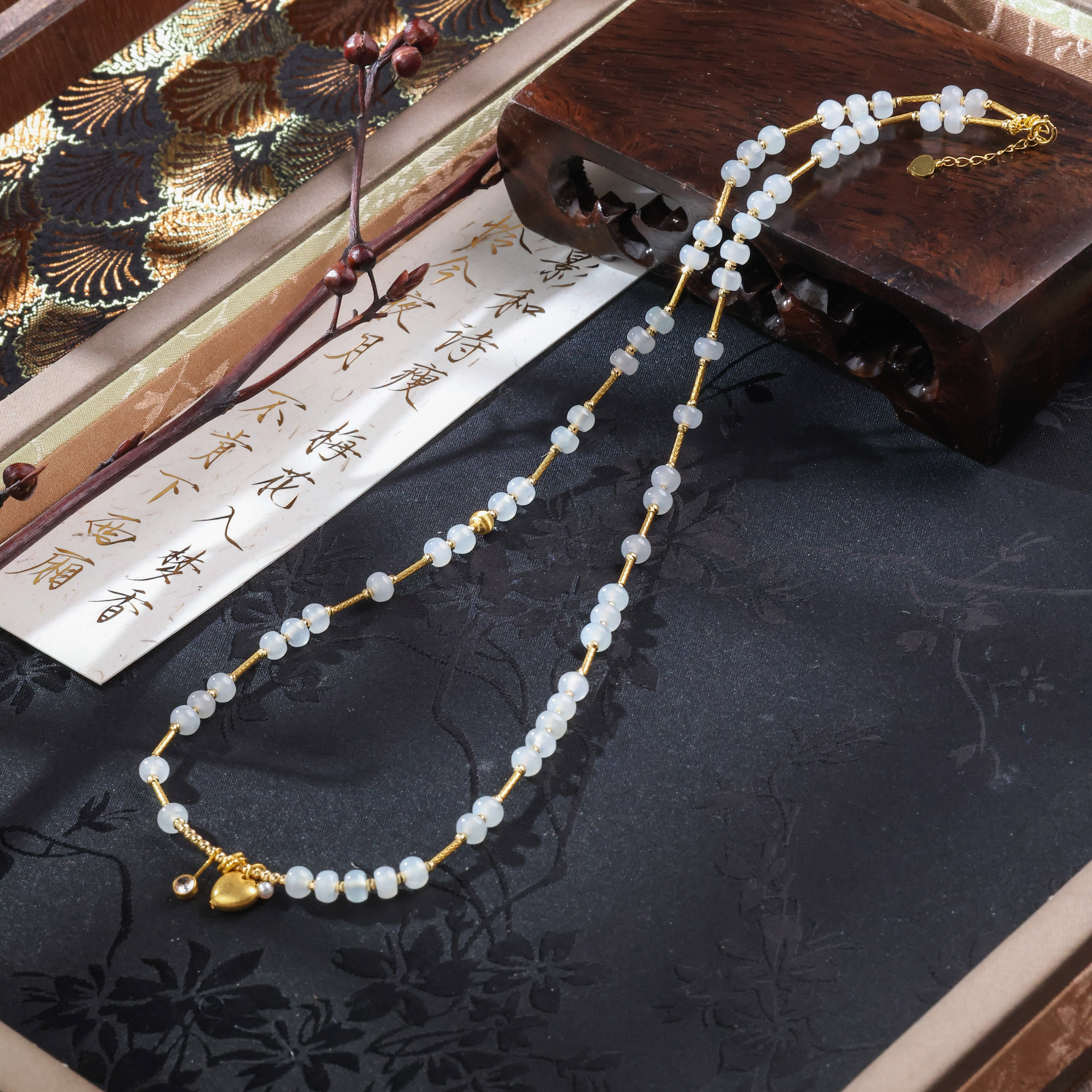 【举石臻选】TA0225-3793-98翡翠项链18k（一件/约4mm+/长约47+2cm）H