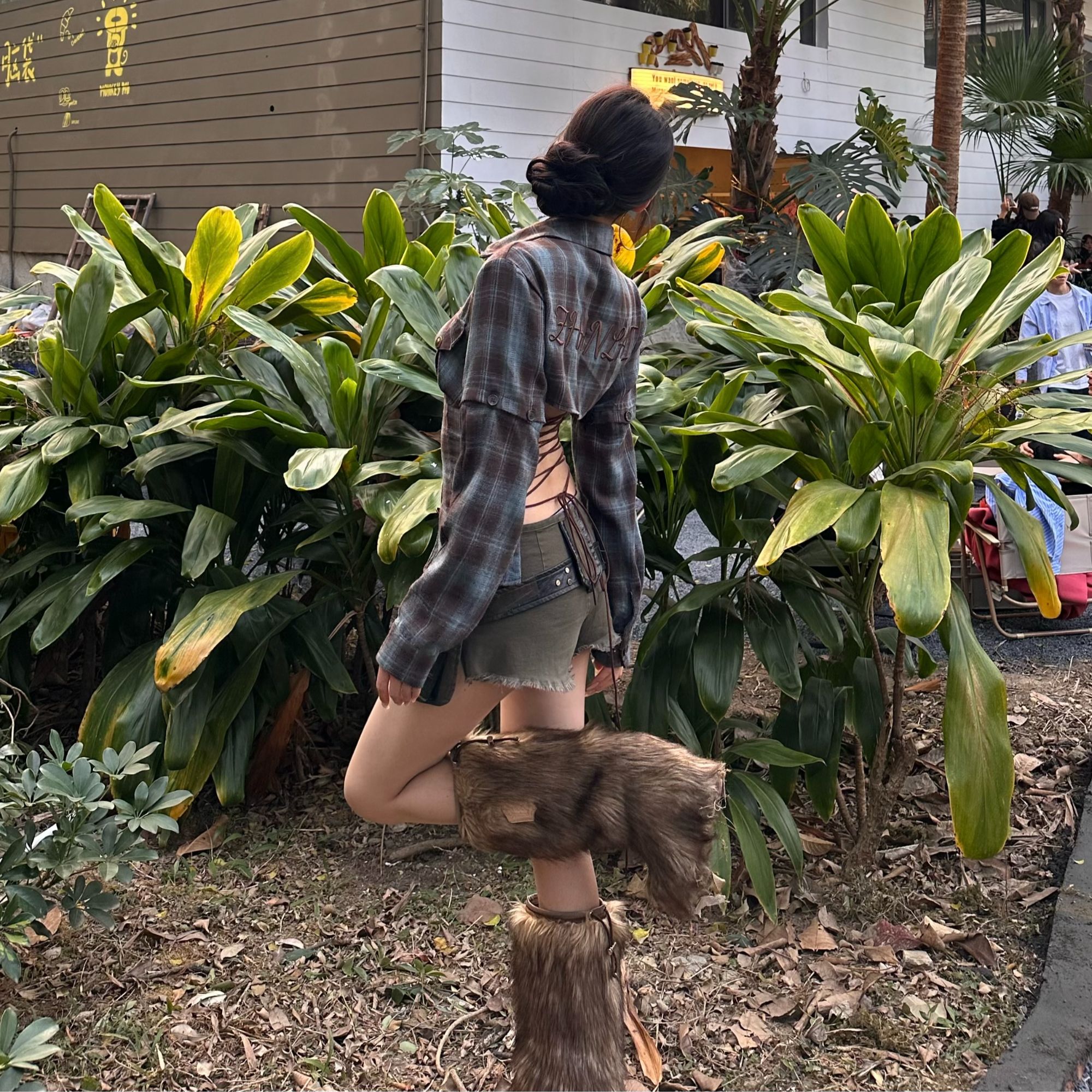 HottieDiary 春夏小众辣妹绑带露背可拆卸袖套上衣修身显瘦