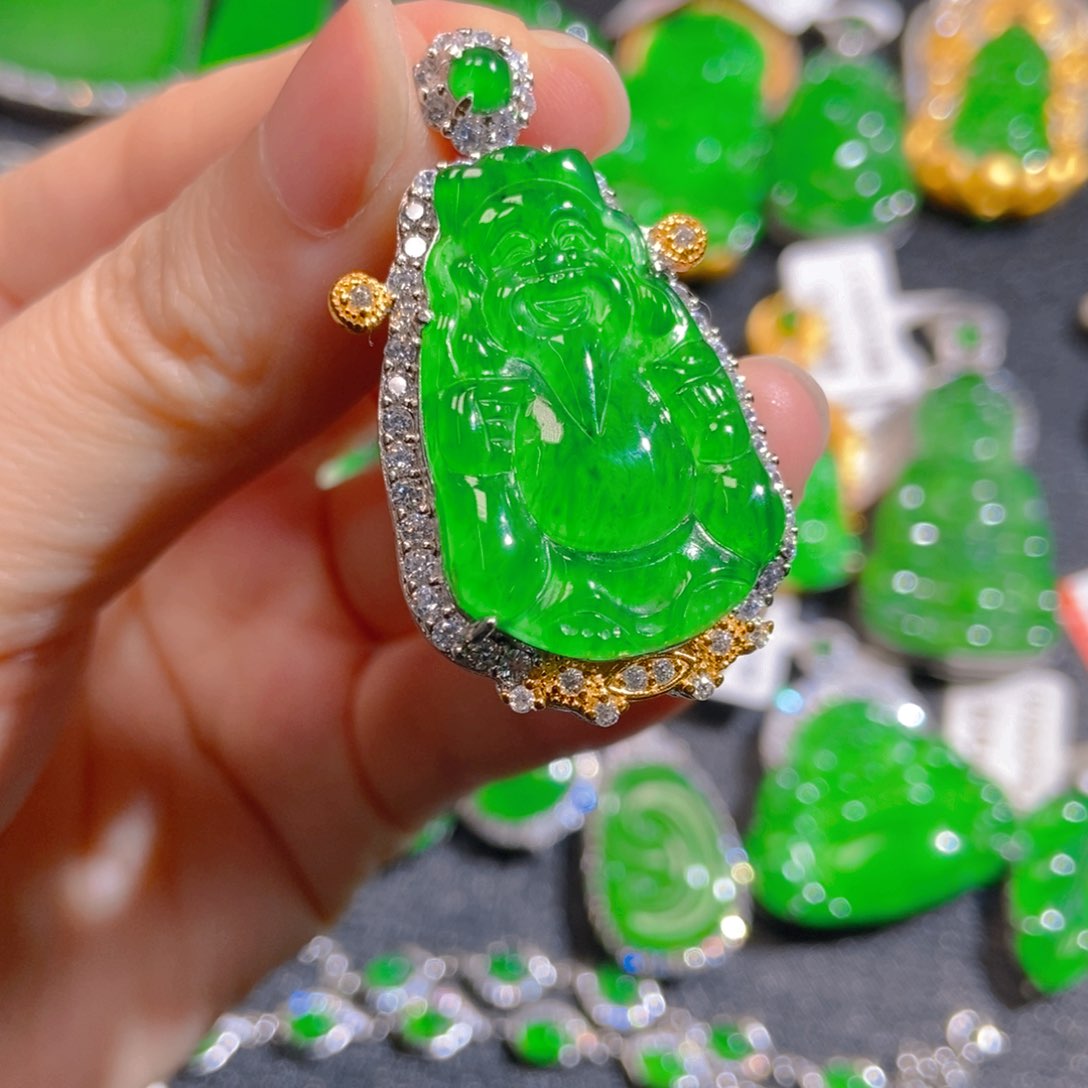 翡翠银S925镶嵌吊坠(不含链)