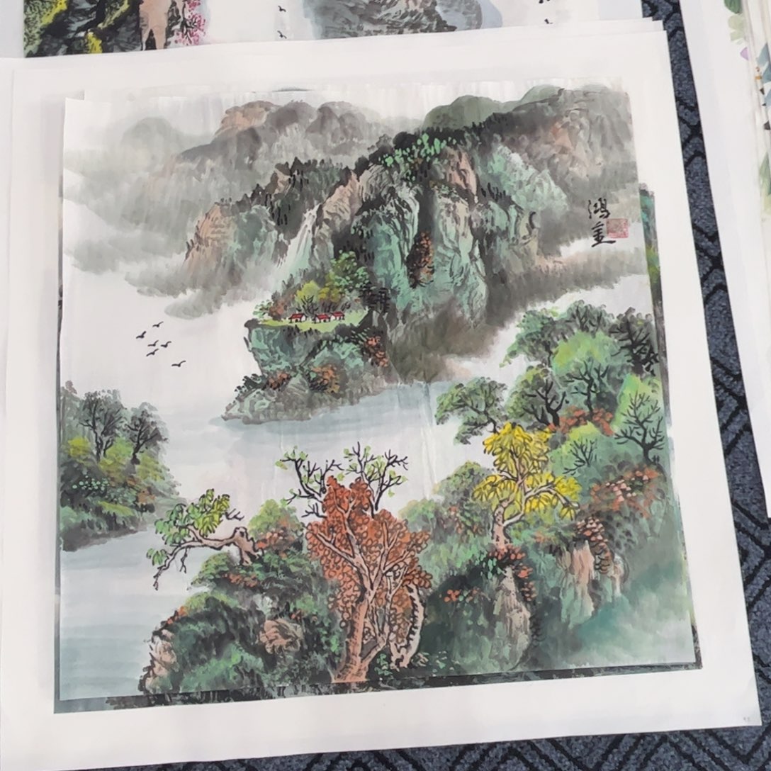 随***心国画四尺斗方山水m