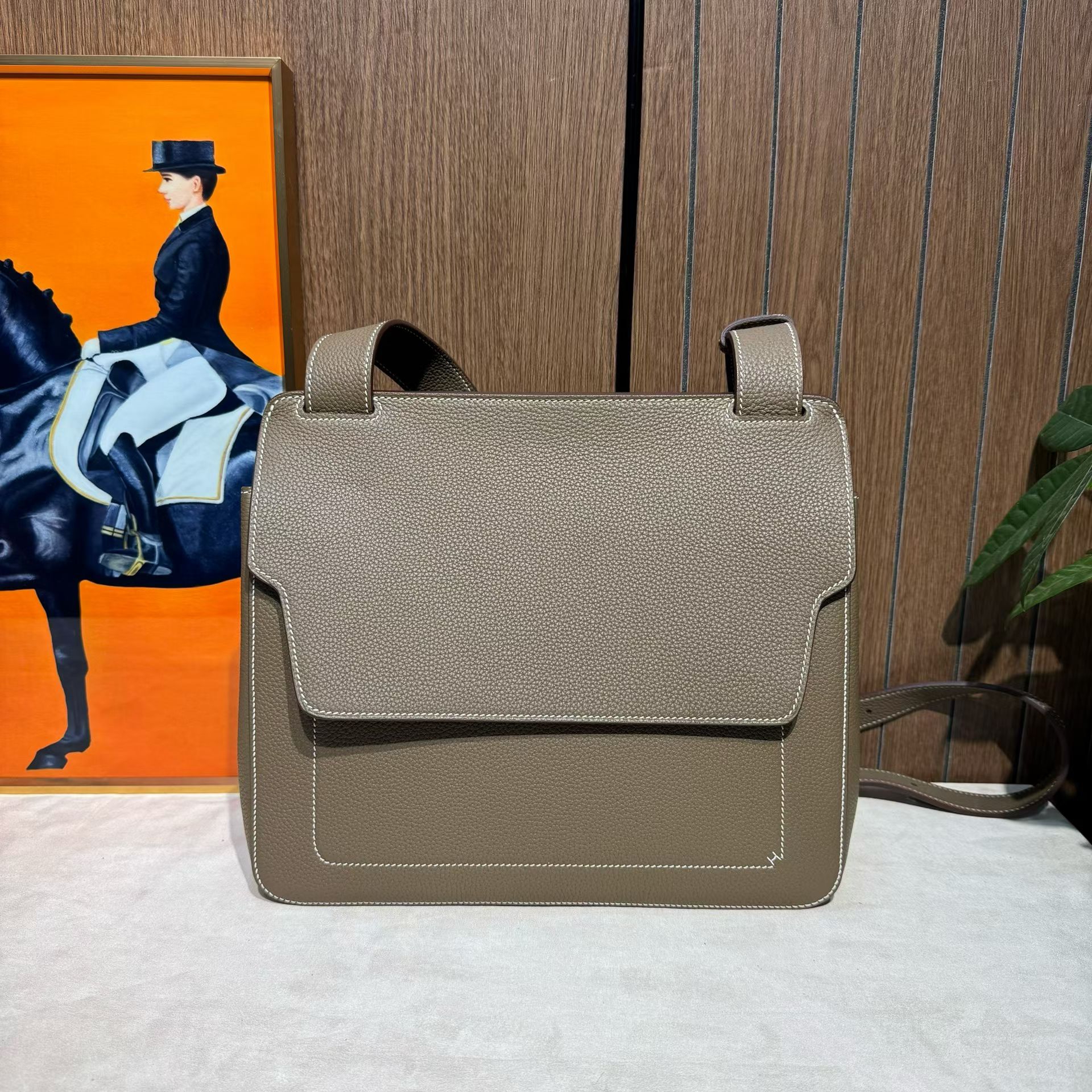 手工定制男士休闲中号棕色斜跨包大号百搭肩包单肩斜挎包全皮真皮