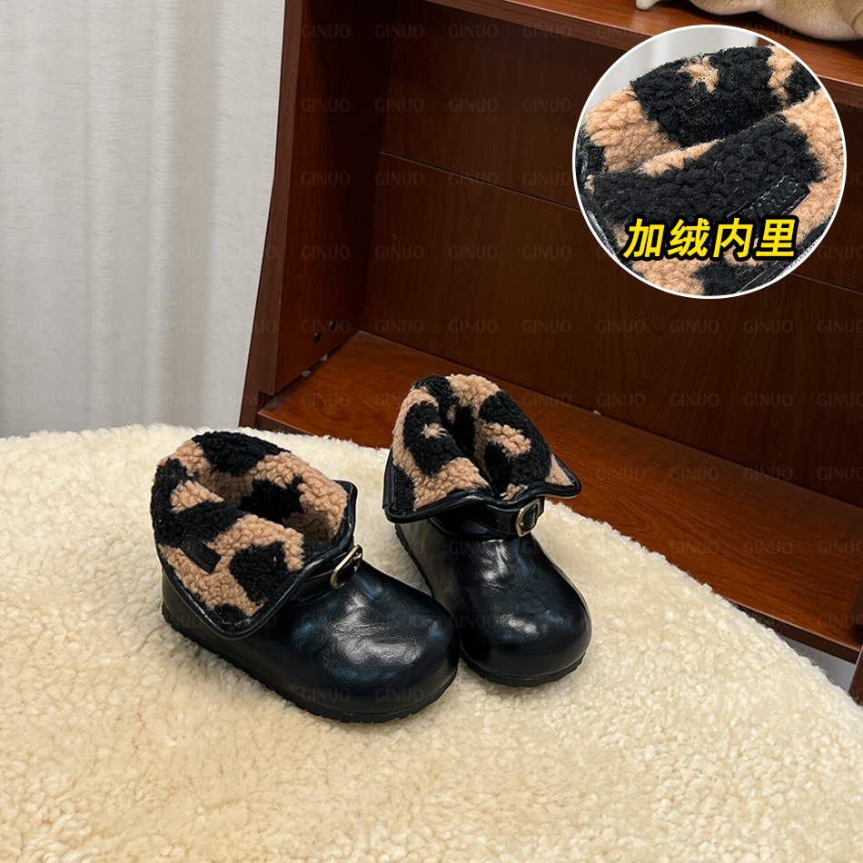 奇诺鼠宝宝鞋两船加绒加厚保暖冬季雪地靴大棉时尚软底防滑1097M