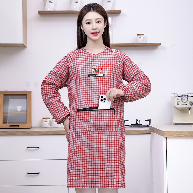 时尚长袖罩衣防油防污围裙厨房新款工作洋气男女做饭耐脏工作服