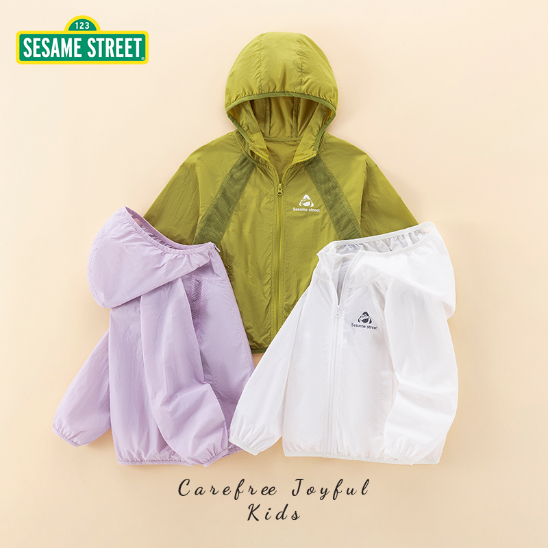 【ZH】芝麻街夏季新款儿童连帽净版印花防晒衣ZMXA052