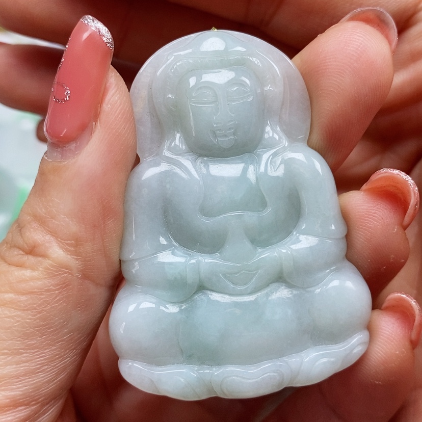【闪购商品】翡翠颈饰未镶嵌天然翡翠A货观音