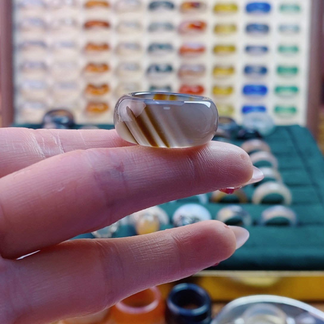 玛瑙/玉髓戒指未镶嵌心*