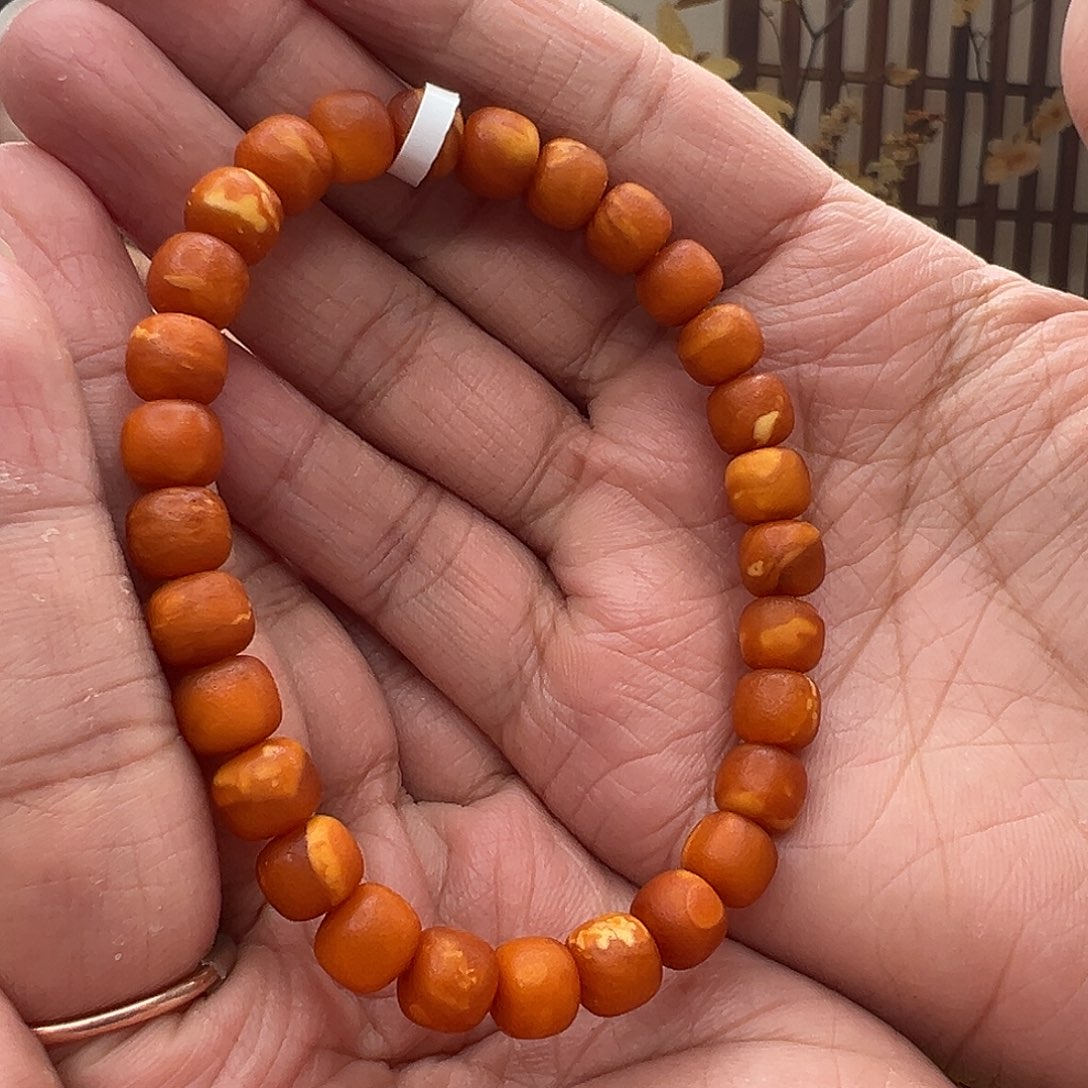 裸石琥珀未镶嵌橘皮手串8mm
