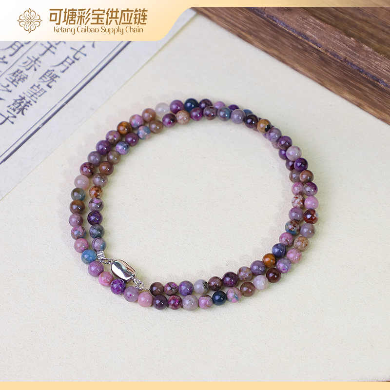 南非舒俱来 玉化油画多宝圆珠项链/多样性发一件