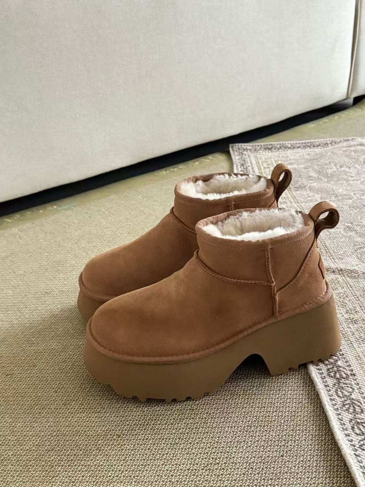 【人鱼】厚底高跟皮毛一冬季百搭时尚休闲雪地靴