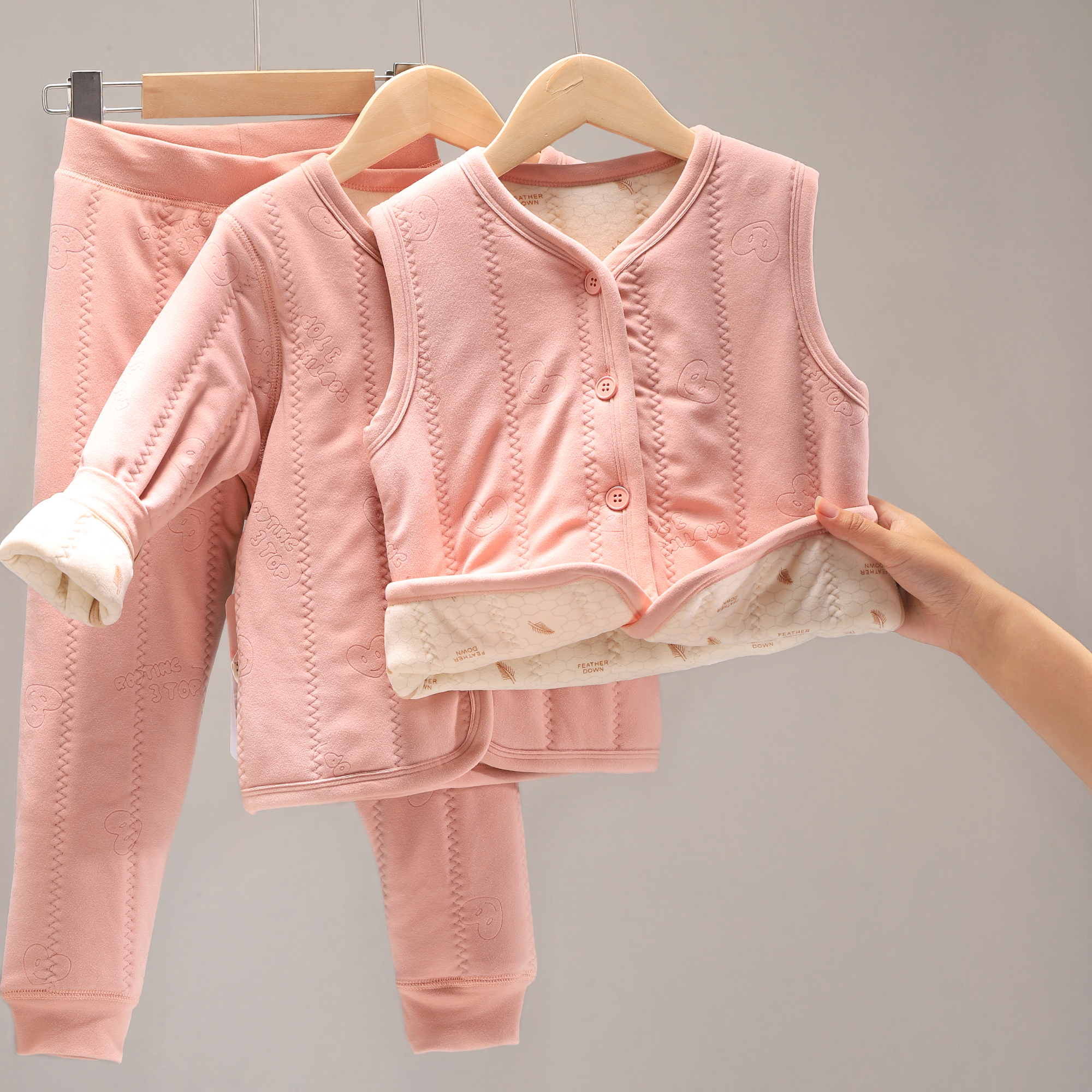 三件套棉衣棉袄马甲棉裤校服神器加厚三层棉服 ZH25-058