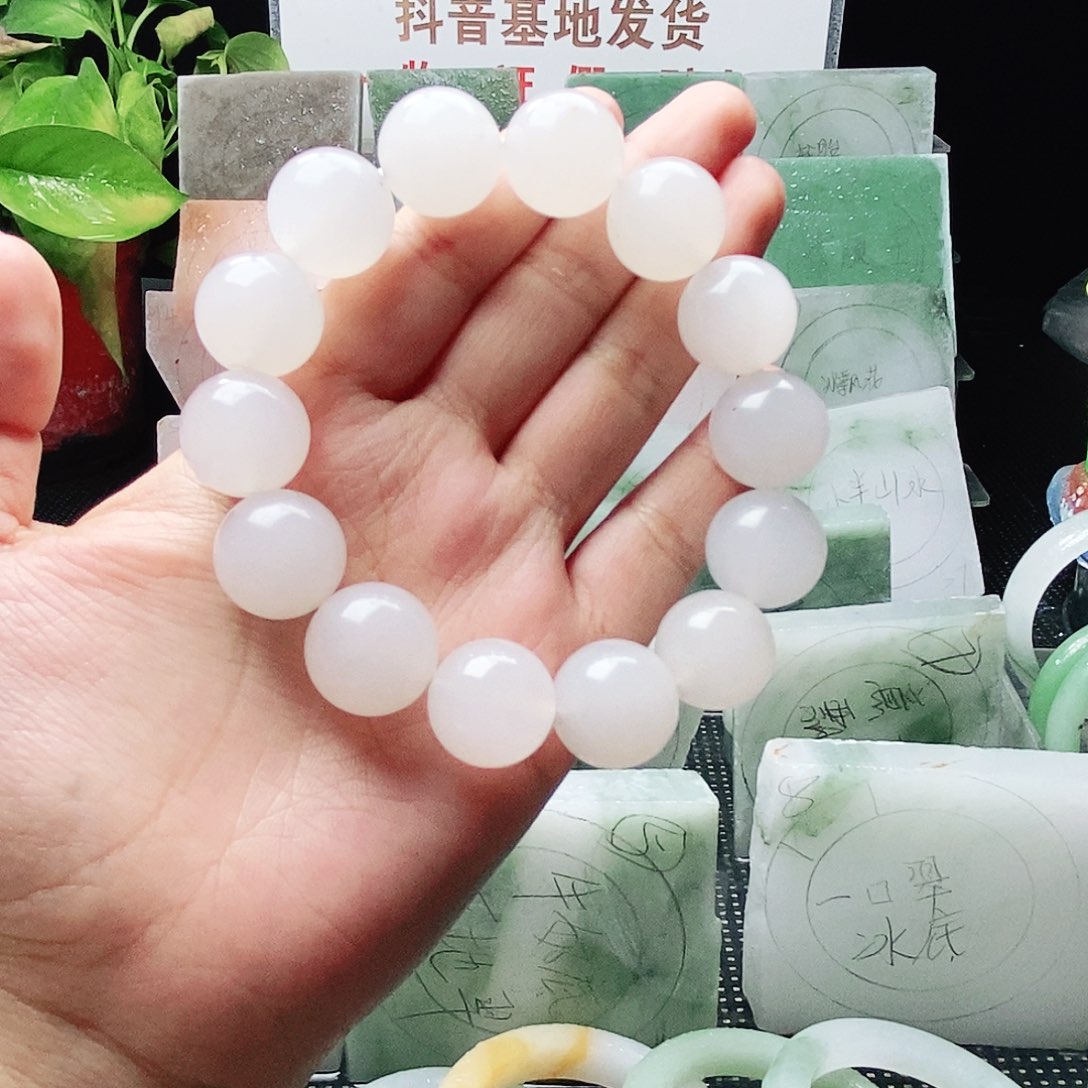 石英质玉未镶嵌手串白月光手串卡16